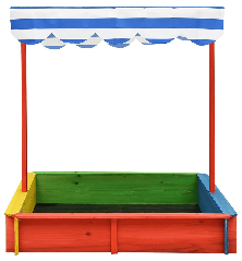 Smėlio dėžė su reguliuojamu stogeliu, įvairių spalvų, eglė