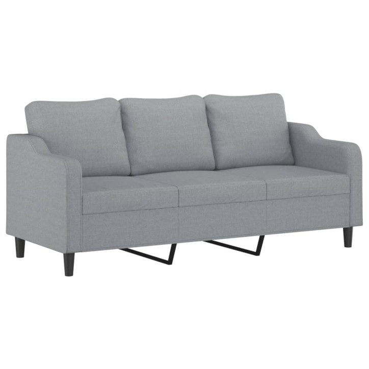 Trivietė sofa su pakoja, šviesiai pilka, 180cm, audinys