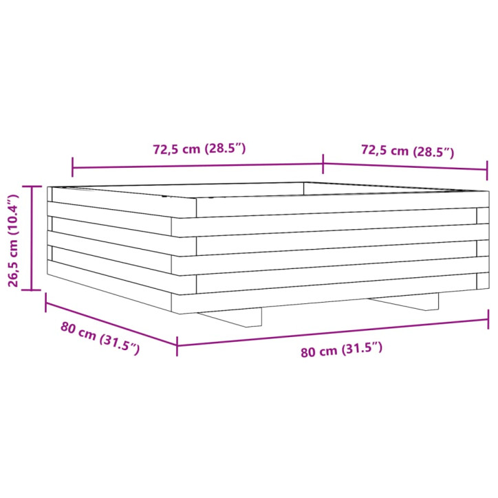 Sodo lovelis, 80x80x26,5cm, pušies medienos masyvas