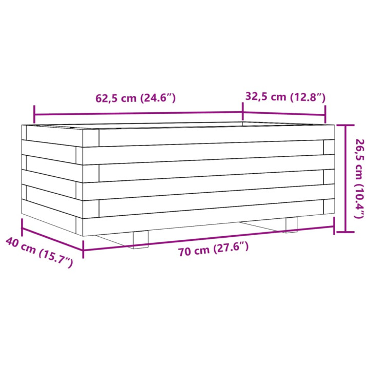 Sodo lovelis, baltas, 70x40x26,5cm, pušies medienos masyvas