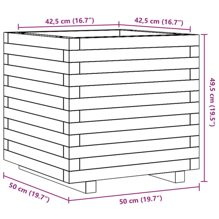 Sodo lovelis, 50x50x49,5cm, impregnuota pušies mediena