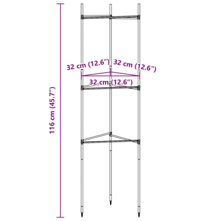 Pomidorų narvai, 4vnt., 116 cm Plienas ir PP