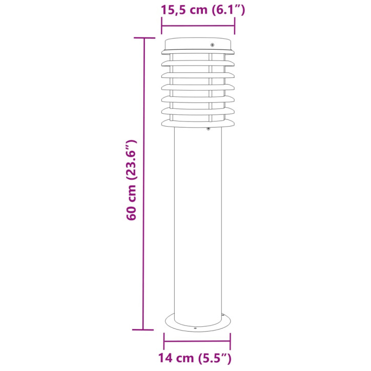 Lauko šviestuvas, 3vnt., juodas, 60cm, nerūdijantis plienas