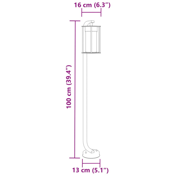 Lauko šviestuvai, 3vnt., juodi, 100cm, nerūdijantis plienas