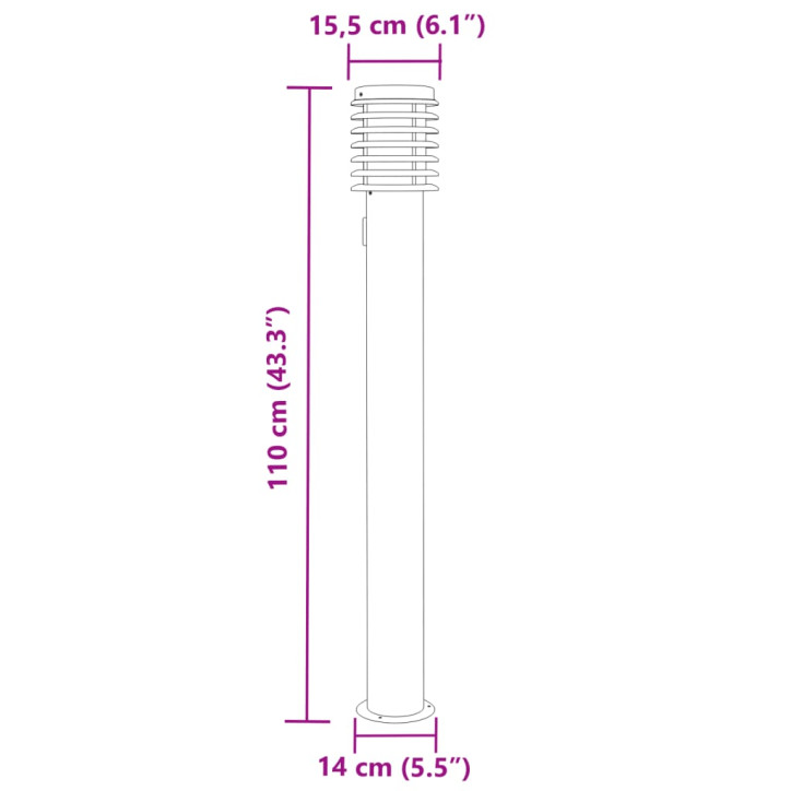 Lauko šviestuvas su išvedimu, 3vnt., sidabrinė, 110cm, plienas