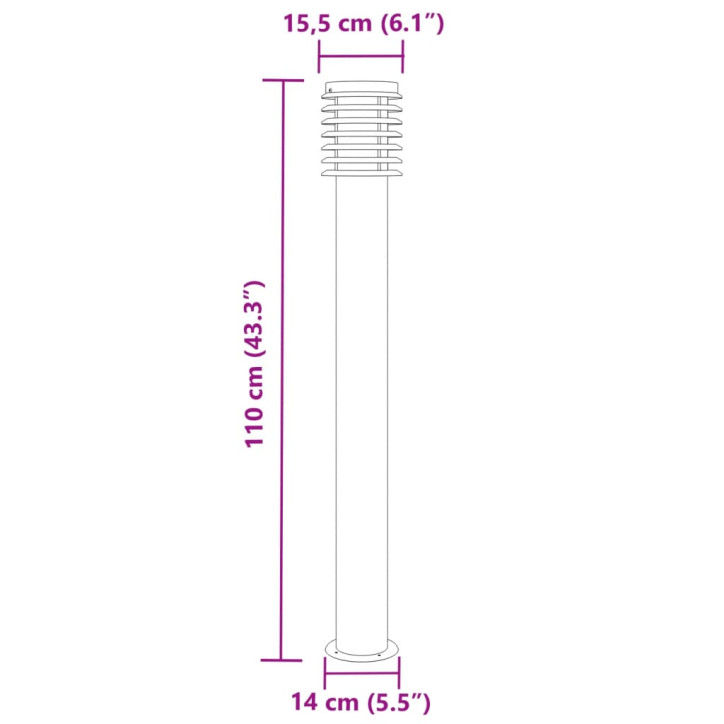 Lauko šviestuvas, 3vnt., sidabrinė, 110cm, nerūdijantis plienas