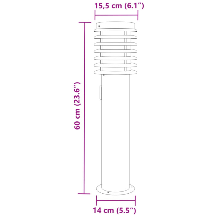 Lauko šviestuvai su išvedimu, 3vnt., sidabriniai, 60cm, plienas