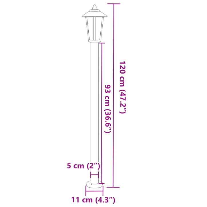 Lauko šviestuvas, sidabrinis, 120cm, nerūdijantis plienas