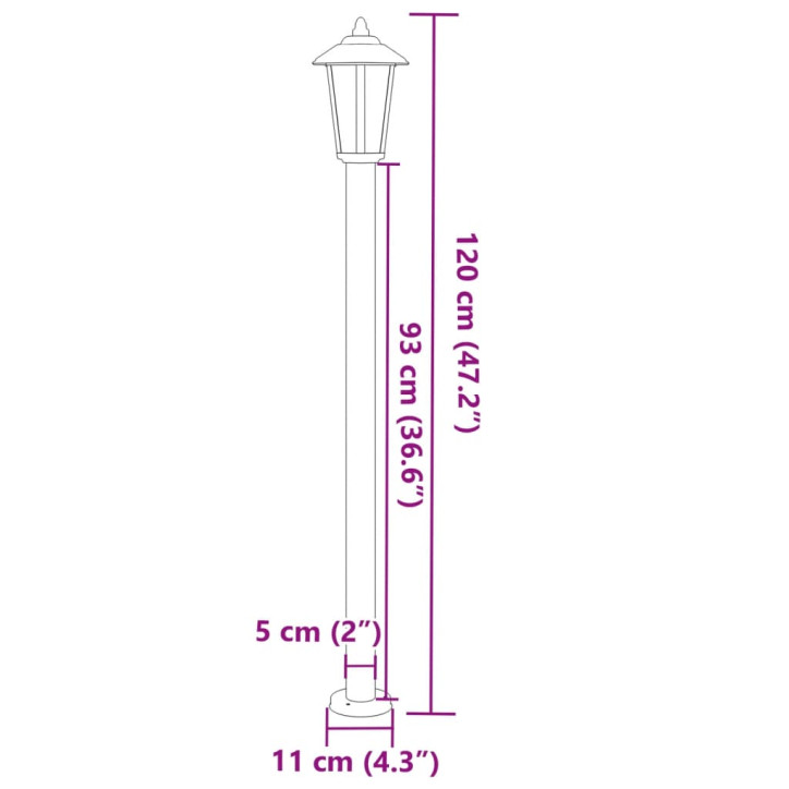 Lauko šviestuvai, 3vnt., juodi, 120cm, nerūdijantis plienas