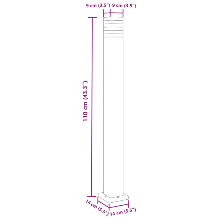 Lauko šviestuvas, juodos spalvos, 110cm, aliuminis