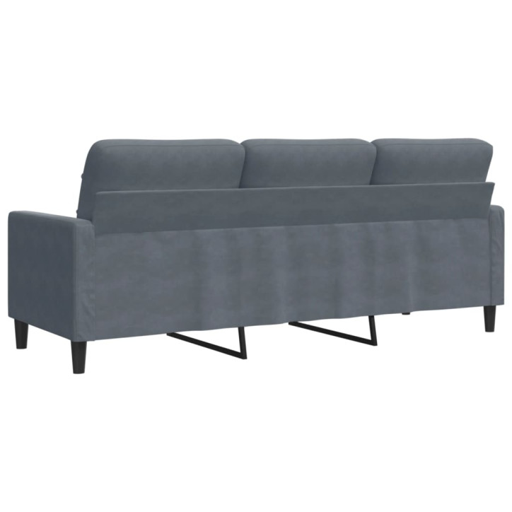 Trivietė sofa, tamsiai pilkos spalvos, 180cm, aksomas