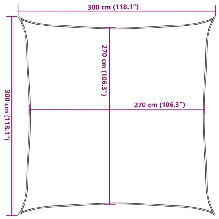 Burė nuo saulės, smėlio, 3x3m, HDPE, 160g/m², kvadratinė