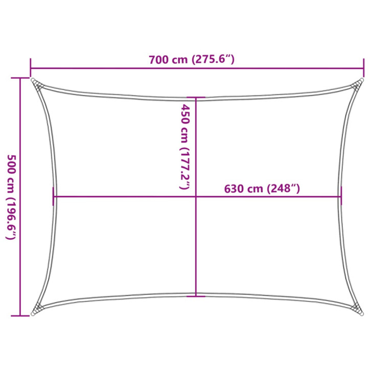 Burė nuo saulės, smėlio, 5x7m, HDPE, 160g/m², stačiakampė