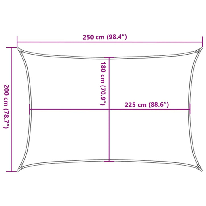 Burė nuo saulės, šviesiai siva, 2x2,5m, HDPE, 160g/m²