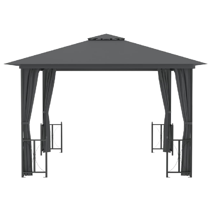 Pavėsinė su šoninėmis sienomis ir stogu, antracito, 3x3m