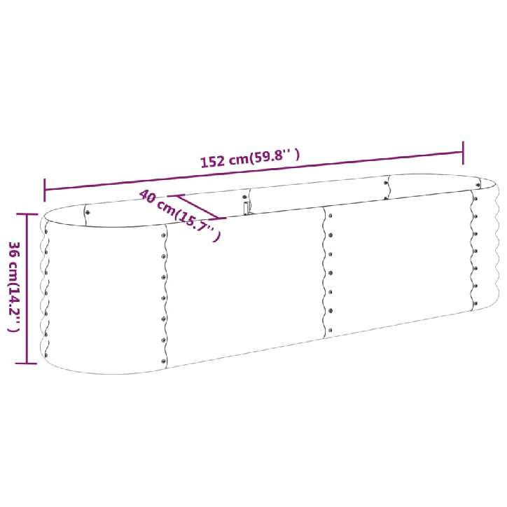 Sodo lovelis, antracito, 152x40x36cm, plienas