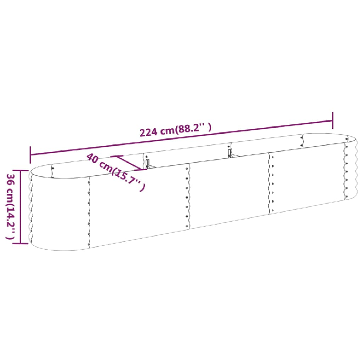 Sodo lovelis, rudas, 224x40x36cm, plienas