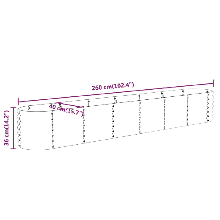 Sodo lovelis, rudas, 260x40x36cm, plienas