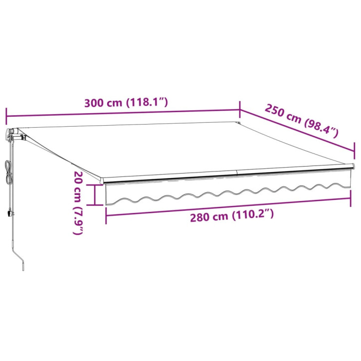 Automatinė ištraukiama markizė, antracito ir balta, 300x250cm