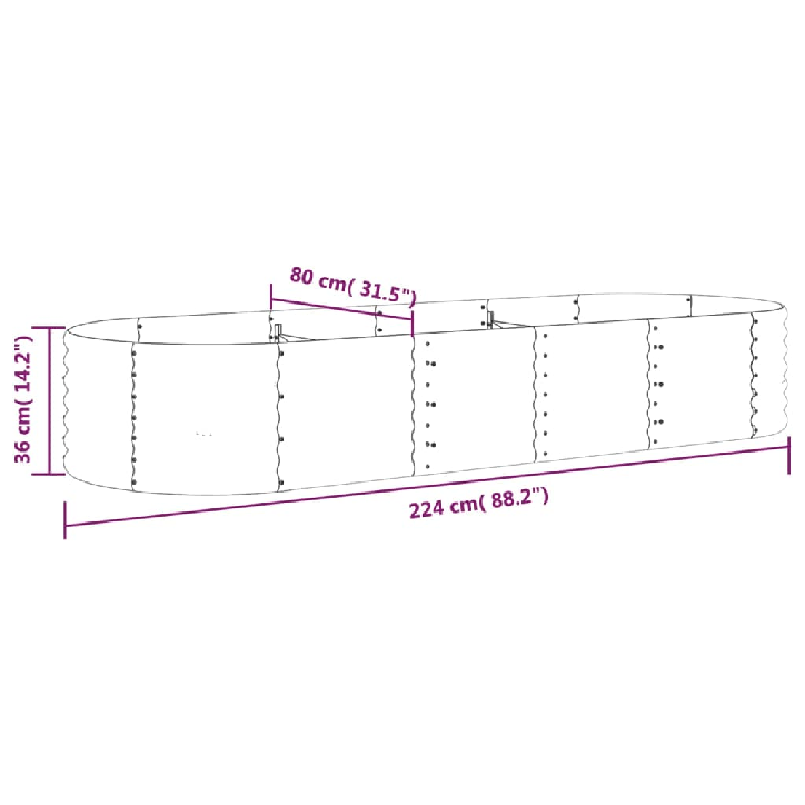 Sodo lovelis, pilkas, 224x80x36cm, plienas