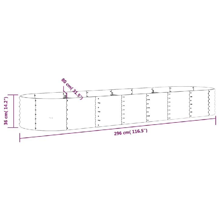 Sodo lovelis, pilkas, 296x80x36cm, plienas