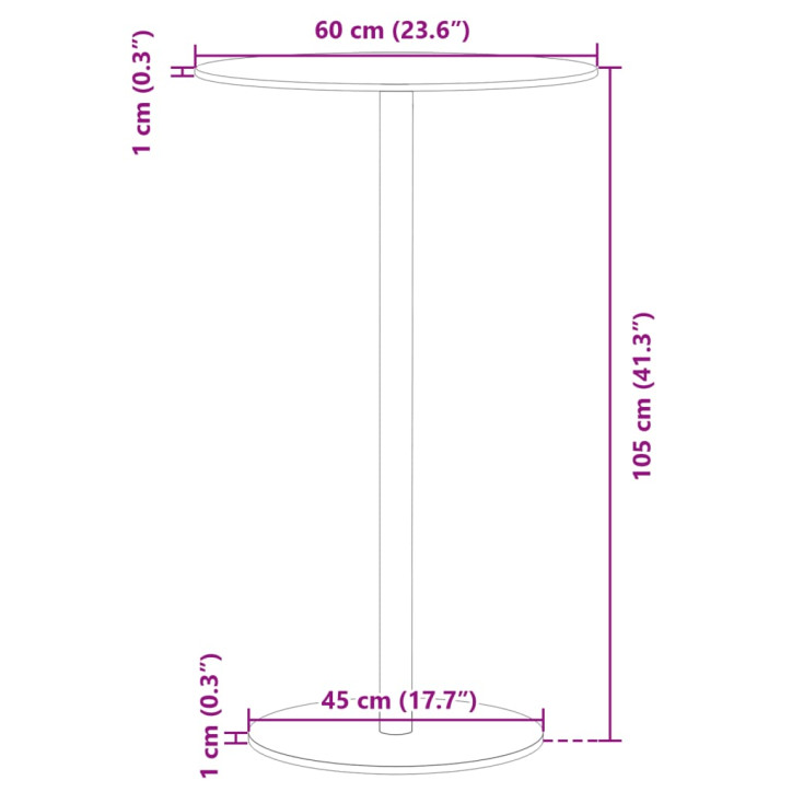 Sodo stalas, juodos spalvos, skersmuo 60x105cm, plienas