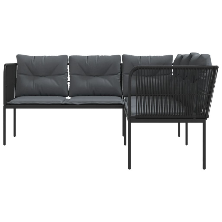 Sodo sofa su pagalvėlėmis, juoda, plienas/tekstilenas