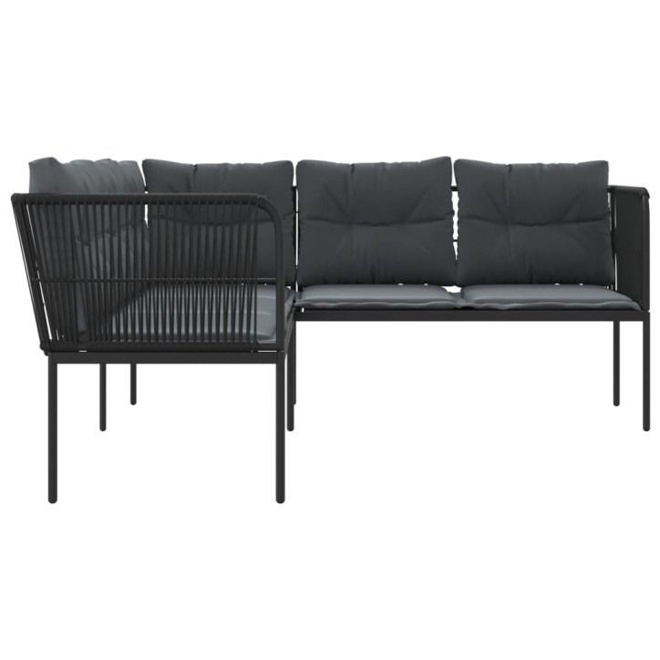 Sodo sofa su pagalvėlėmis, juoda, plienas/tekstilenas