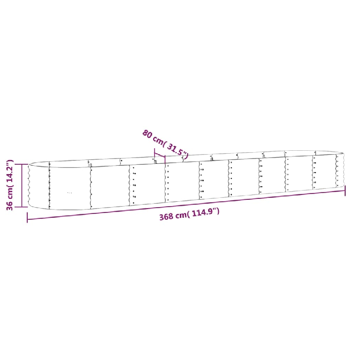 Sodo lovelis, pilkas, 368x80x36cm, plienas