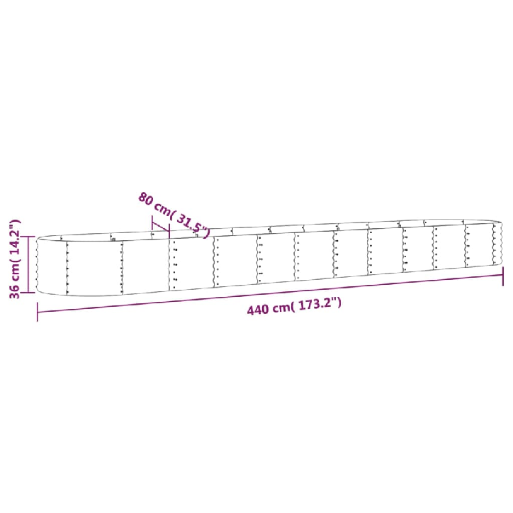 Sodo lovelis, antracito, 440x80x36cm, plienas