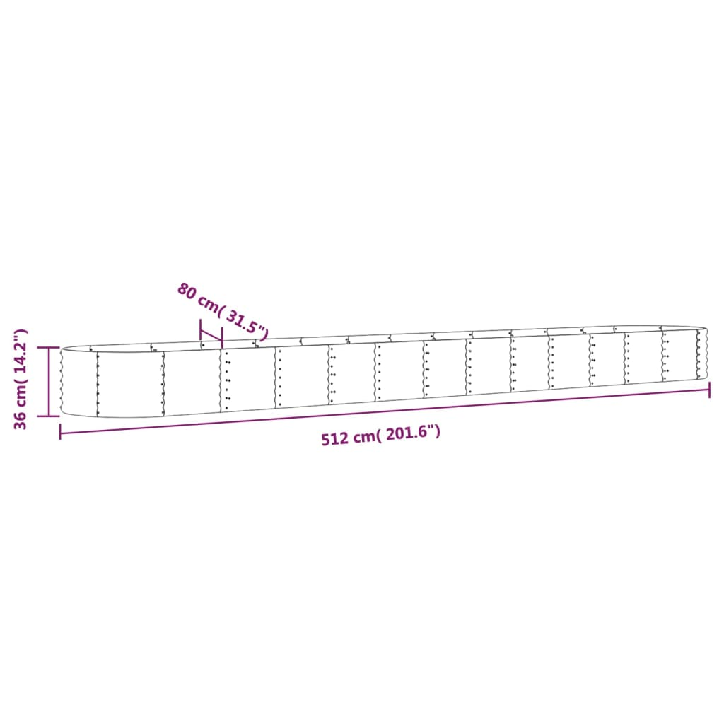 Sodo lovelis, pilkas, 512x80x36cm, plienas