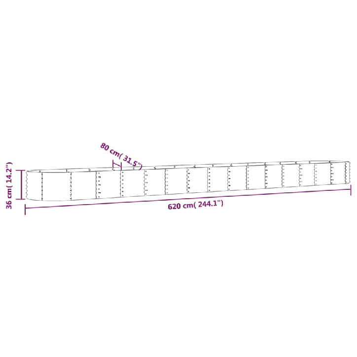 Sodo lovelis, pilkas, 620x80x36cm, plienas