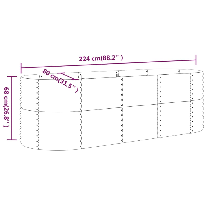 Sodo lovelis, rudas, 224x80x68cm, plienas