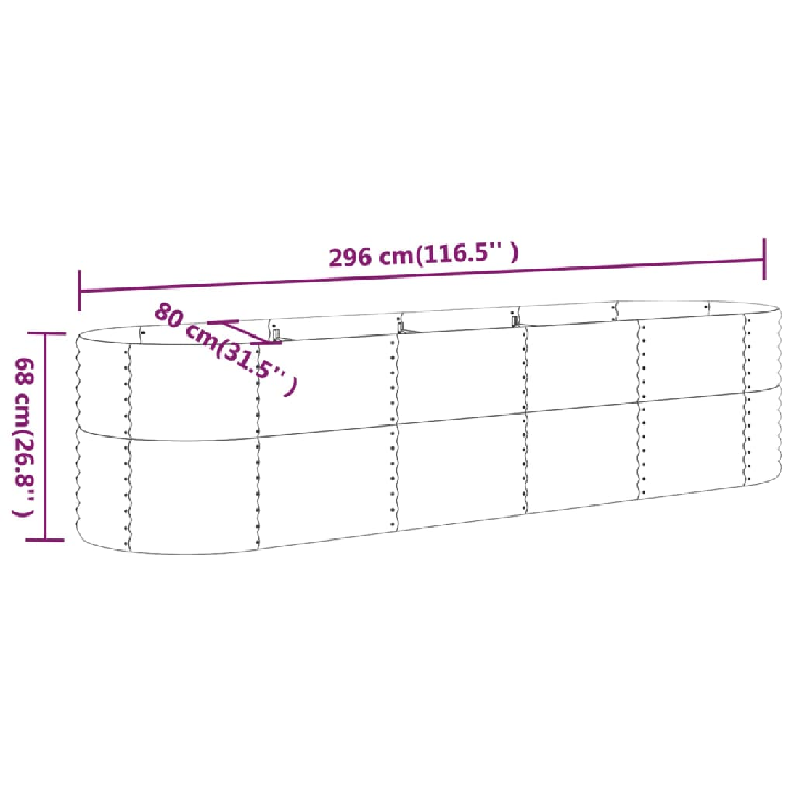 Sodo lovelis, rudas, 296x80x68cm, plienas