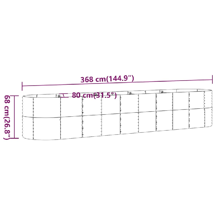 Sodo lovelis, rudas, 368x80x68cm, plienas