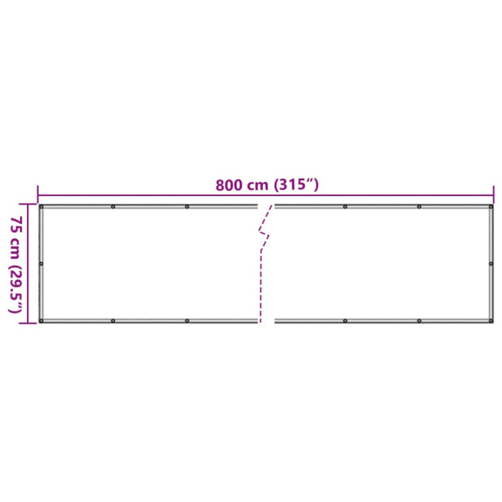 Privatumo suteikianti sodo pertvara, antracito, 800x75cm, PVC