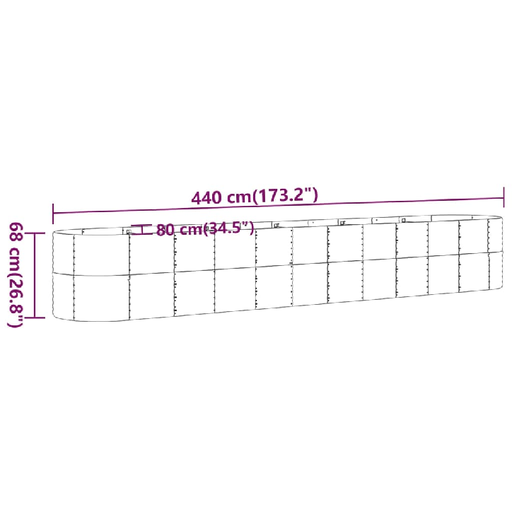 Sodo lovelis, pilkas, 440x80x68cm, plienas