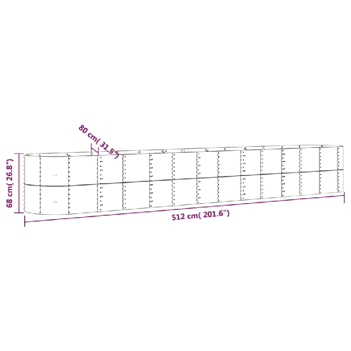 Sodo lovelis, sidabrinis, 512x80x68cm, plienas