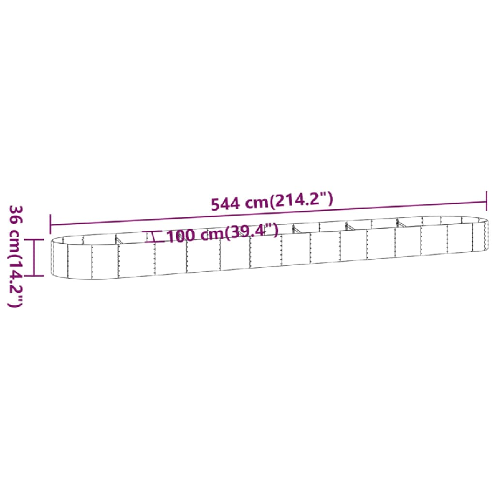 Sodo lovelis, rudas, 544x100x36cm, plienas