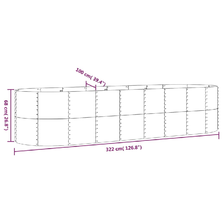 Sodo lovelis, pilkas, 322x100x68cm, plienas