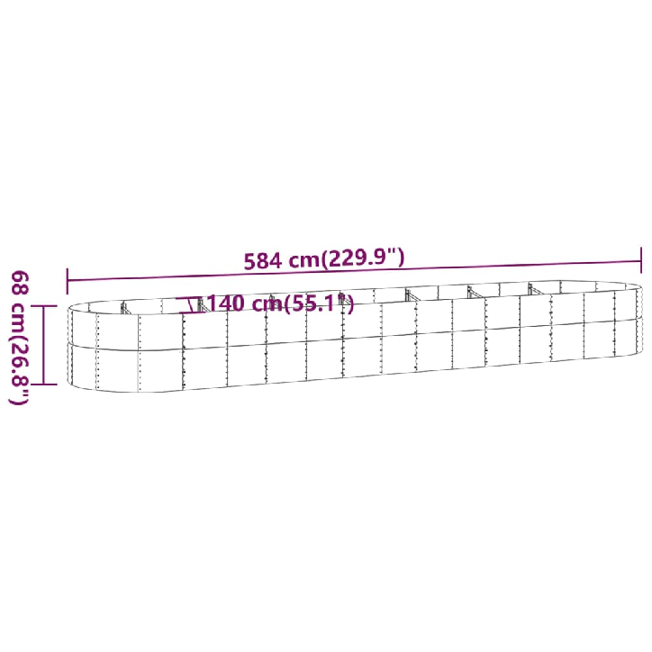 Sodo lovelis, rudas, 584x140x68cm, plienas