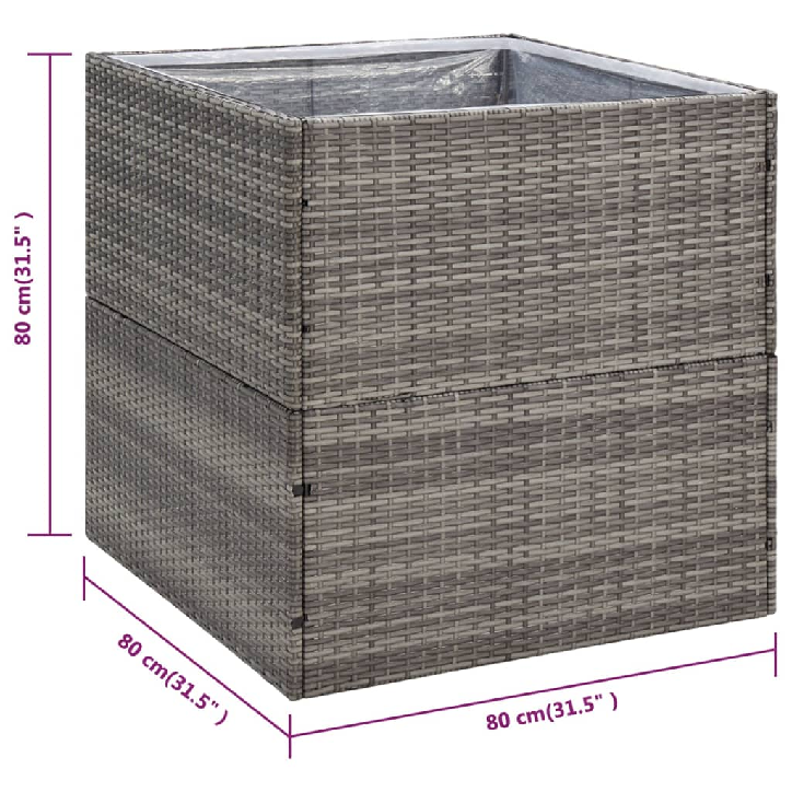 Sodo lovelis, pilkos spalvos, 80x80x80cm, poliratanas