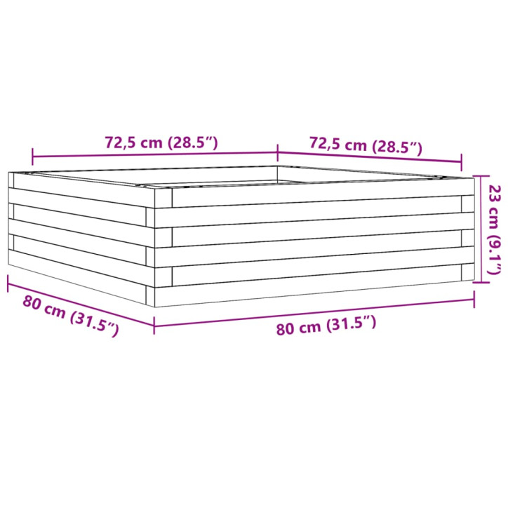 Sodo lovelis, 80x80x23cm, impregnuota pušies mediena