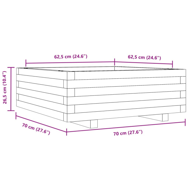 Sodo lovelis, 70x70x26,5cm, impregnuota pušies mediena