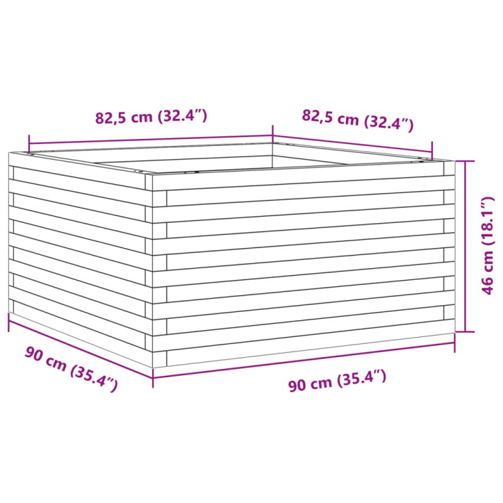 Sodo lovelis, baltas, 90x90x46cm, pušies medienos masyvas