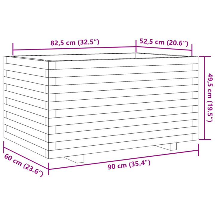 Sodo lovelis, 90x60x49,5cm, impregnuota pušies mediena