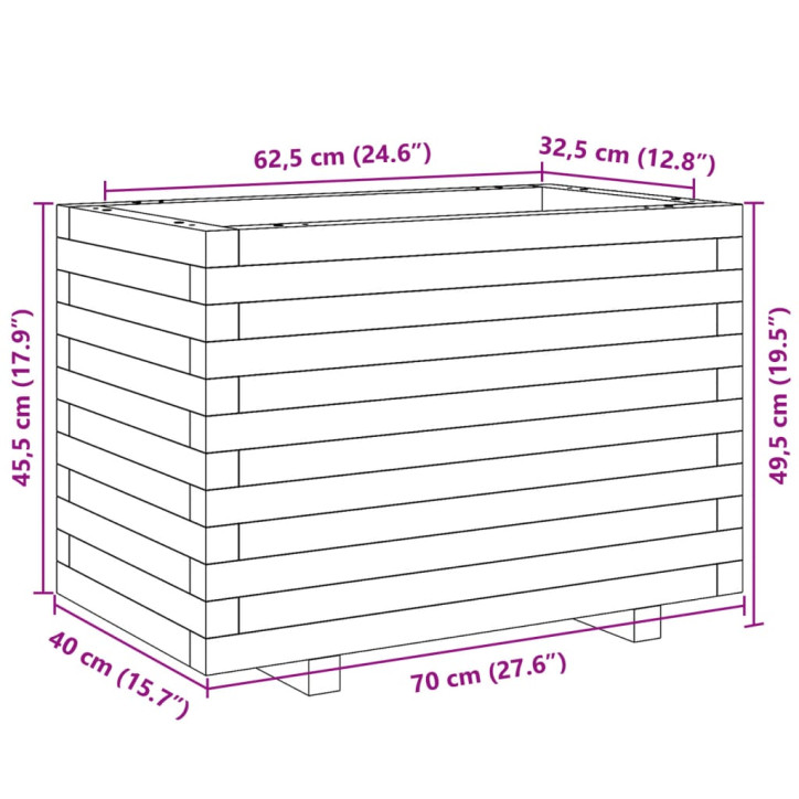 Sodo lovelis, 70x40x49,5cm, impregnuota pušies mediena