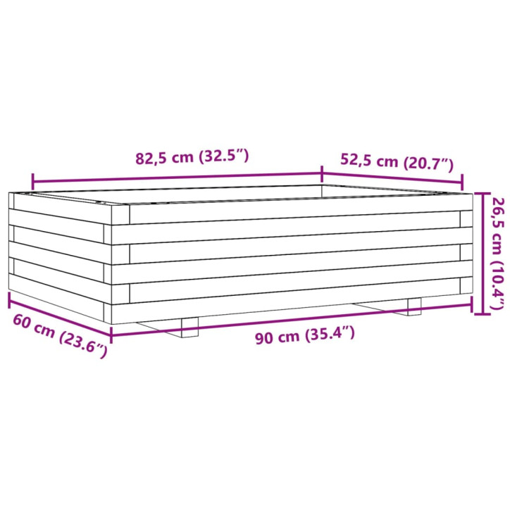 Sodo lovelis, 90x60x26,5cm, impregnuota pušies mediena