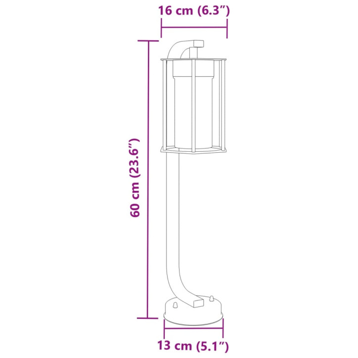 Lauko šviestuvas, juodos spalvos, 60cm, nerūdijantis plienas