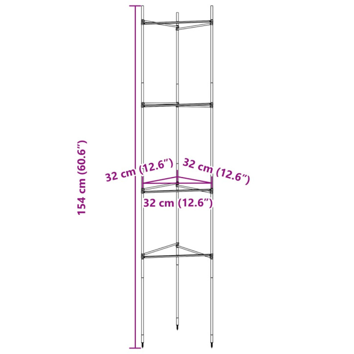 Pomidorų narvai, 8vnt., 154 cm Plienas ir PP